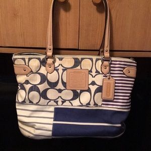 Coach blue & white tote